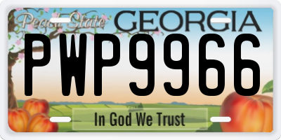 GA license plate PWP9966