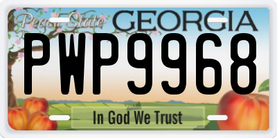GA license plate PWP9968