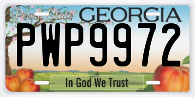 GA license plate PWP9972