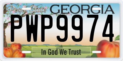 GA license plate PWP9974