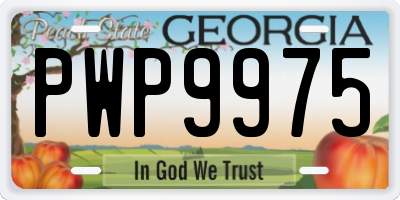 GA license plate PWP9975