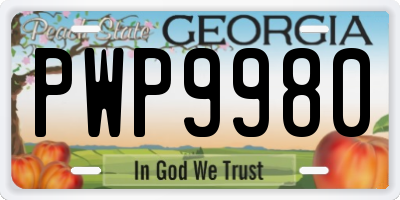 GA license plate PWP9980