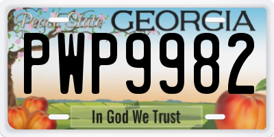 GA license plate PWP9982