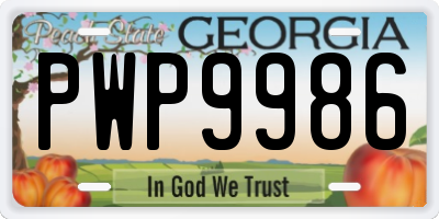 GA license plate PWP9986