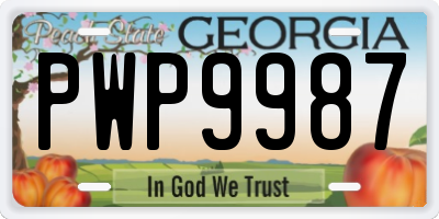 GA license plate PWP9987