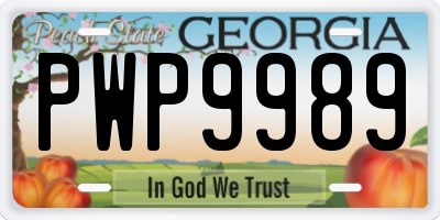 GA license plate PWP9989