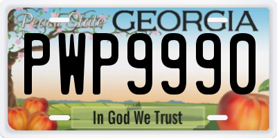 GA license plate PWP9990