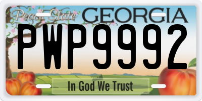 GA license plate PWP9992
