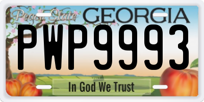 GA license plate PWP9993