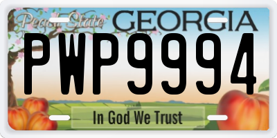 GA license plate PWP9994