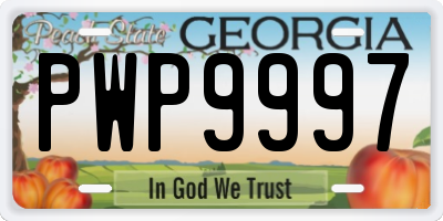GA license plate PWP9997