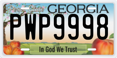 GA license plate PWP9998