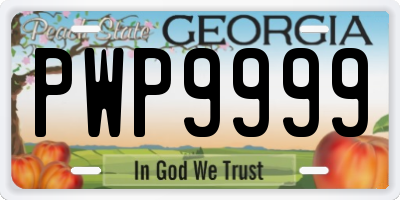 GA license plate PWP9999