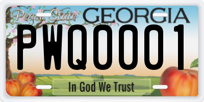 GA license plate PWQ0001