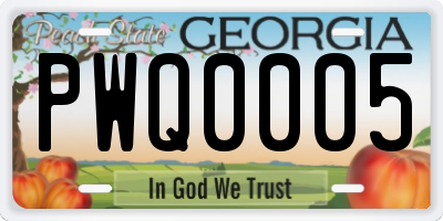 GA license plate PWQ0005