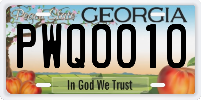 GA license plate PWQ0010