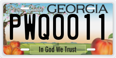 GA license plate PWQ0011