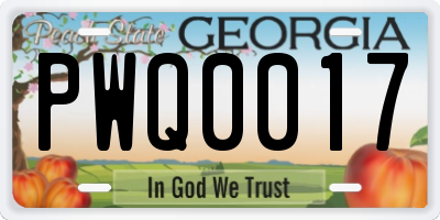 GA license plate PWQ0017