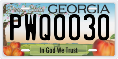 GA license plate PWQ0030