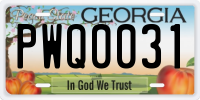GA license plate PWQ0031