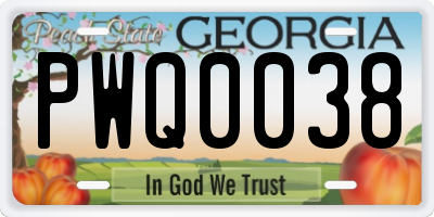 GA license plate PWQ0038
