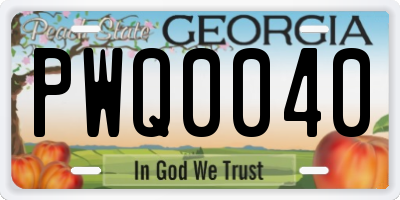 GA license plate PWQ0040