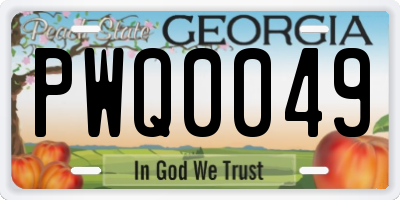 GA license plate PWQ0049