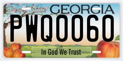 GA license plate PWQ0060