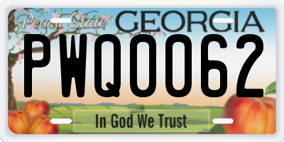 GA license plate PWQ0062