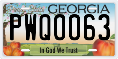 GA license plate PWQ0063