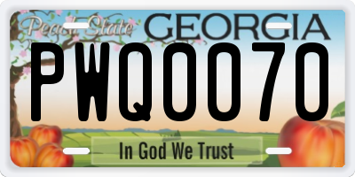GA license plate PWQ0070