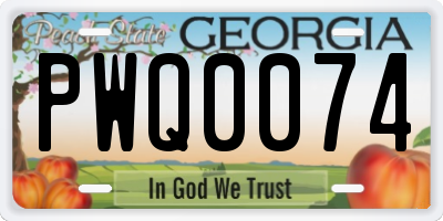 GA license plate PWQ0074