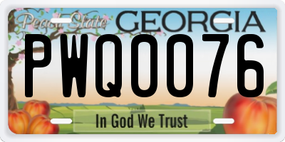 GA license plate PWQ0076
