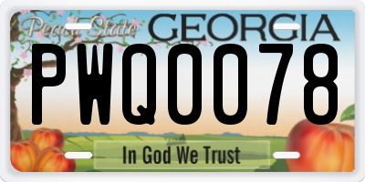 GA license plate PWQ0078