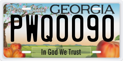 GA license plate PWQ0090