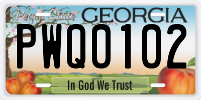 GA license plate PWQ0102