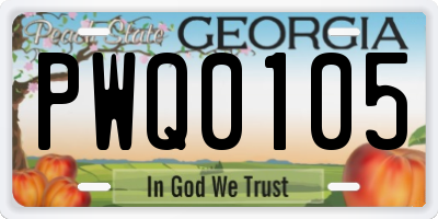 GA license plate PWQ0105