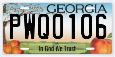 GA license plate PWQ0106