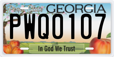GA license plate PWQ0107