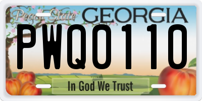 GA license plate PWQ0110