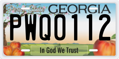GA license plate PWQ0112