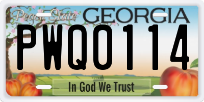 GA license plate PWQ0114
