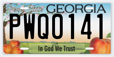GA license plate PWQ0141