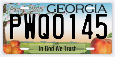 GA license plate PWQ0145