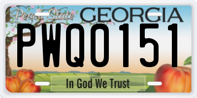 GA license plate PWQ0151