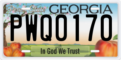 GA license plate PWQ0170