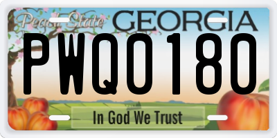 GA license plate PWQ0180