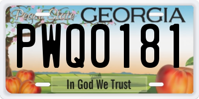GA license plate PWQ0181