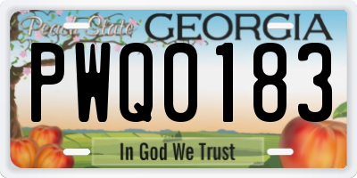 GA license plate PWQ0183