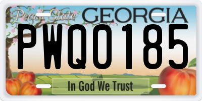 GA license plate PWQ0185